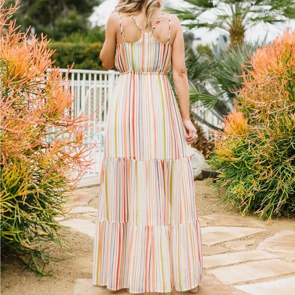 NWT Jack by BB Dakota Maxi-Mum Impact Striped Summer Floaty Dress Size M Medium - Picture 5 of 6